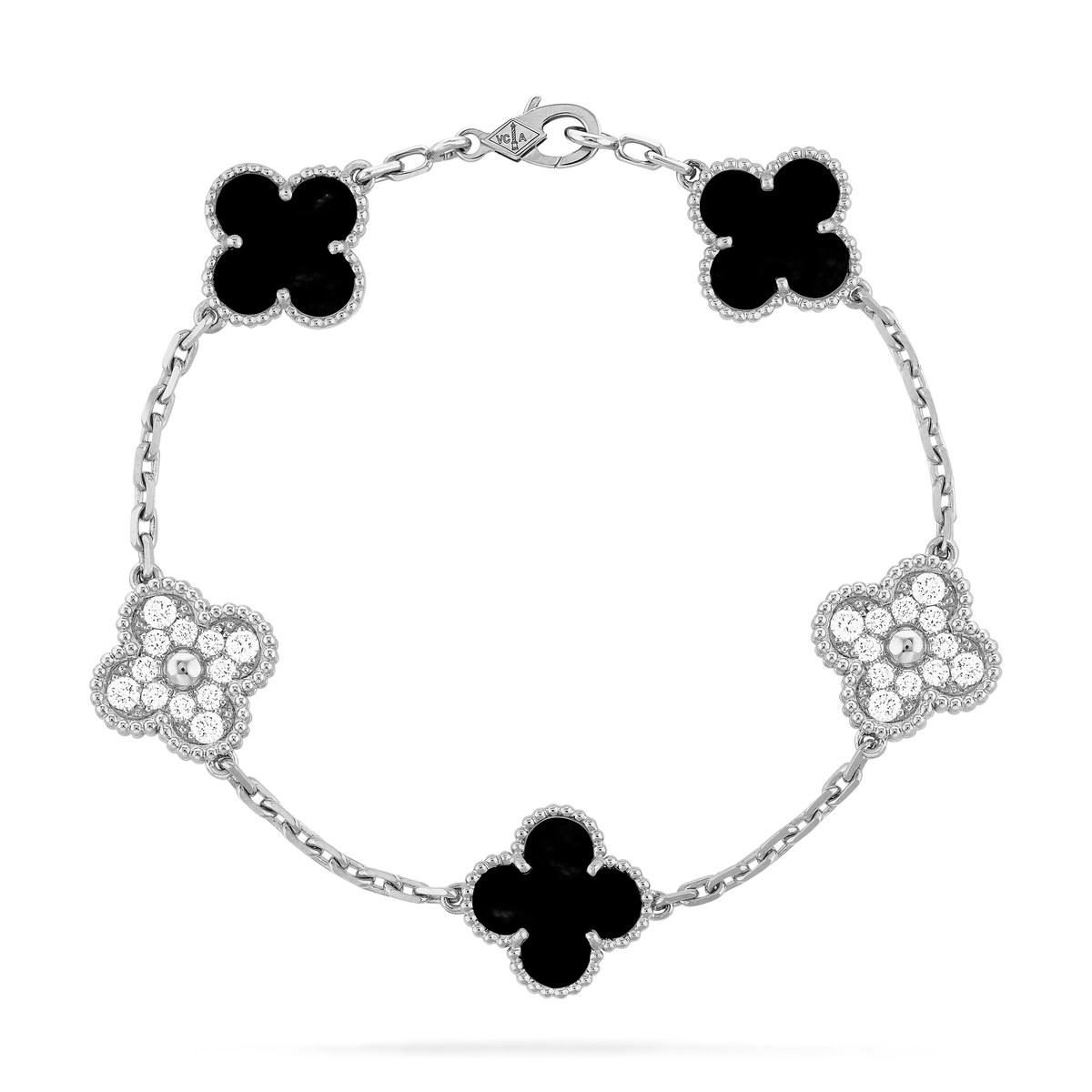 Pulsera Trébol Blanco y Negro