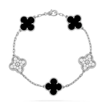 Pulsera Trébol Blanco y Negro