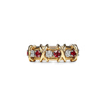 Anillo Dorado Zirconia Blanca y Roja