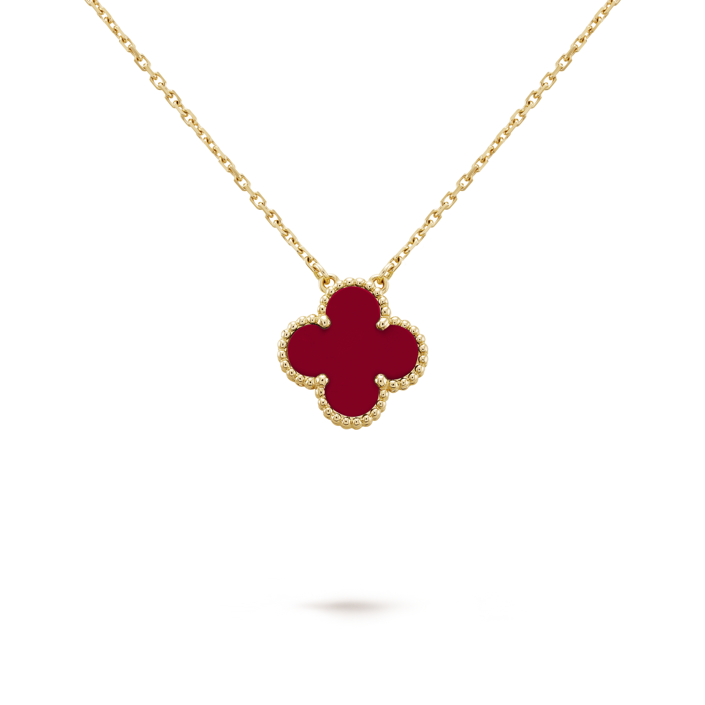 Collar Trébol Dorado y Rojo