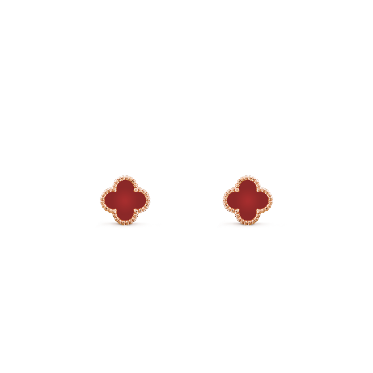 Pendientes Trébol Dorado y Rojo Pequeños