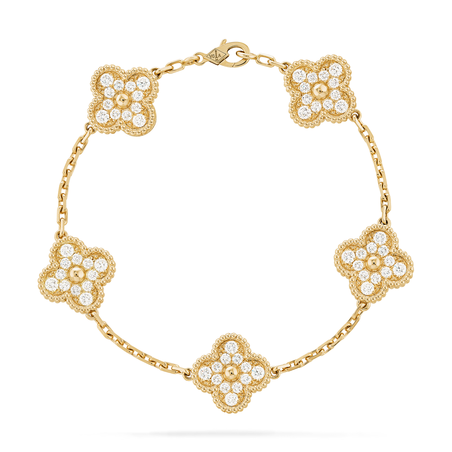 Pulsera Trébol Dorada y Blanco