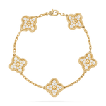 Pulsera Trébol Dorada y Blanco