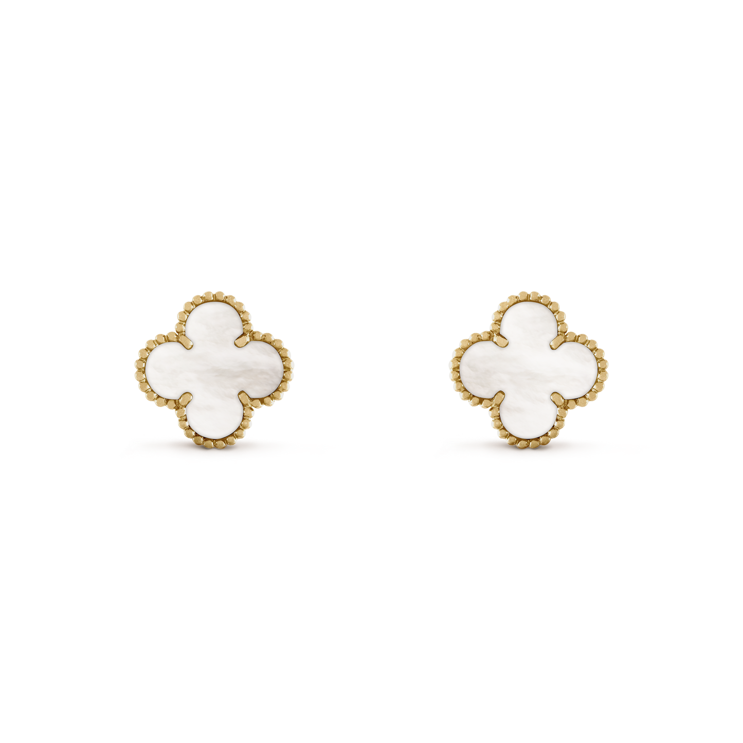 Pendientes Trébol Dorado y Blanco