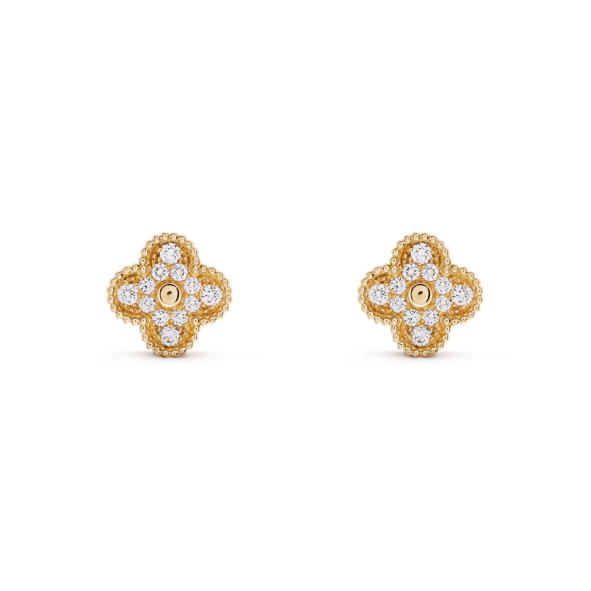 Pendientes Trébol Dorado y Blanco