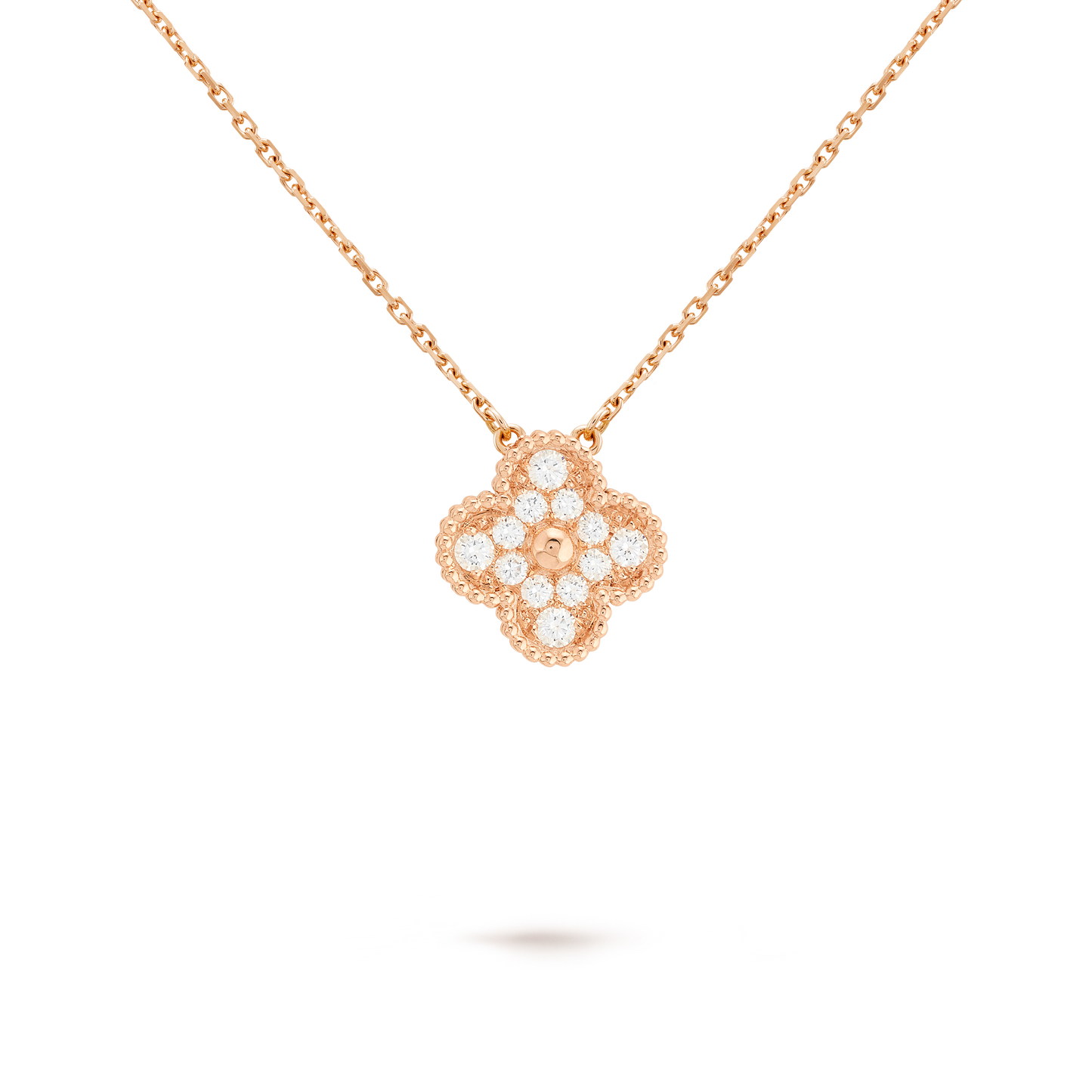 Collar Trébol Rosado y Blanco