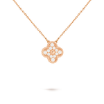 Collar Trébol Rosado y Blanco