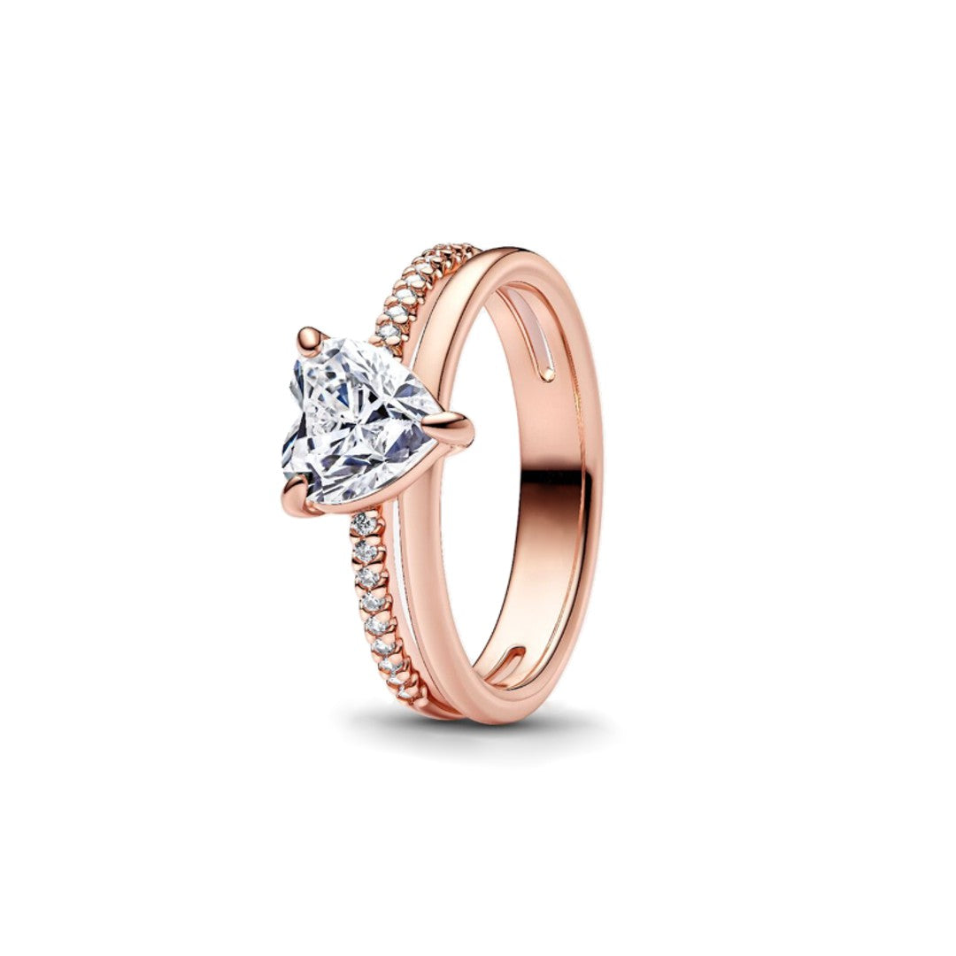 Anillo Corazón Doble Banda