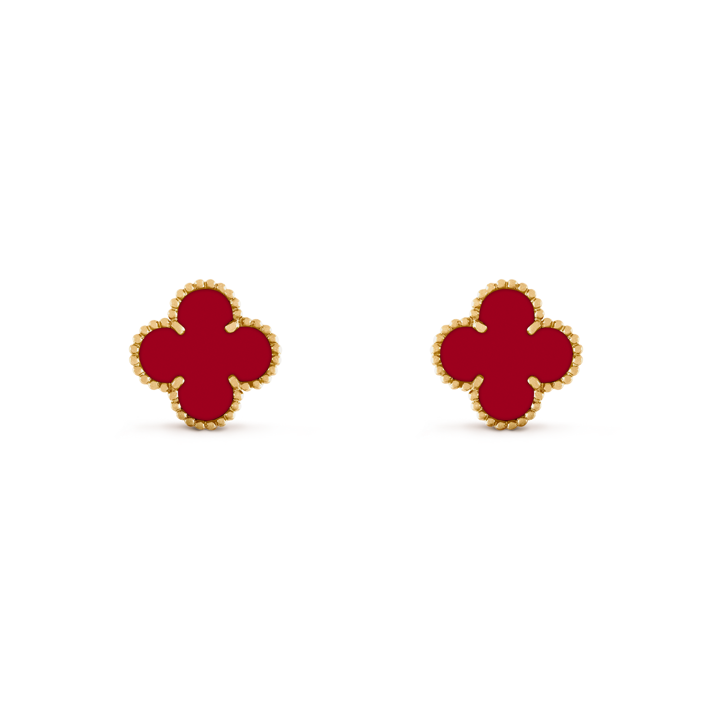 Pendientes Trébol Dorado y Rojo