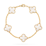 Pulsera Trébol Dorada y Blanco