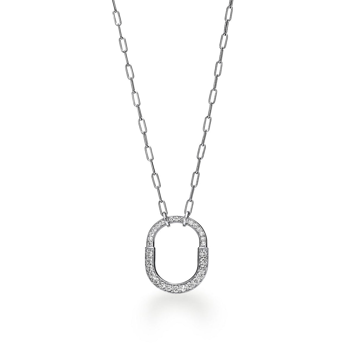 Collar Lock Plateado Full Zirconias