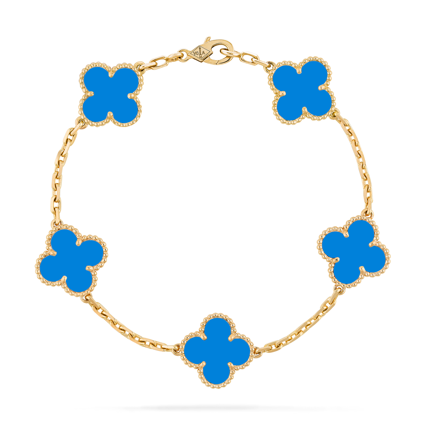 Pulsera Trébol Dorada y Azul