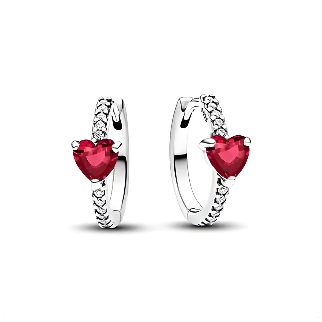 Pendientes Aro Corazón Rojo