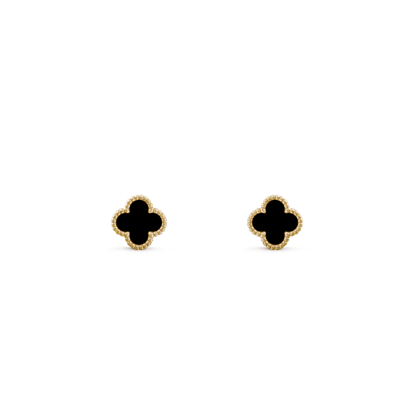 Pendientes Trébol Dorado y Negro Pequeños