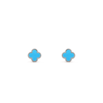 Pendientes Trébol Plata y Celeste