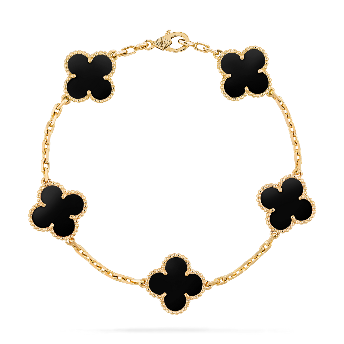 Pulsera Trébol Dorada y Negro