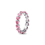 Anillo Fila Corazones Rosas
