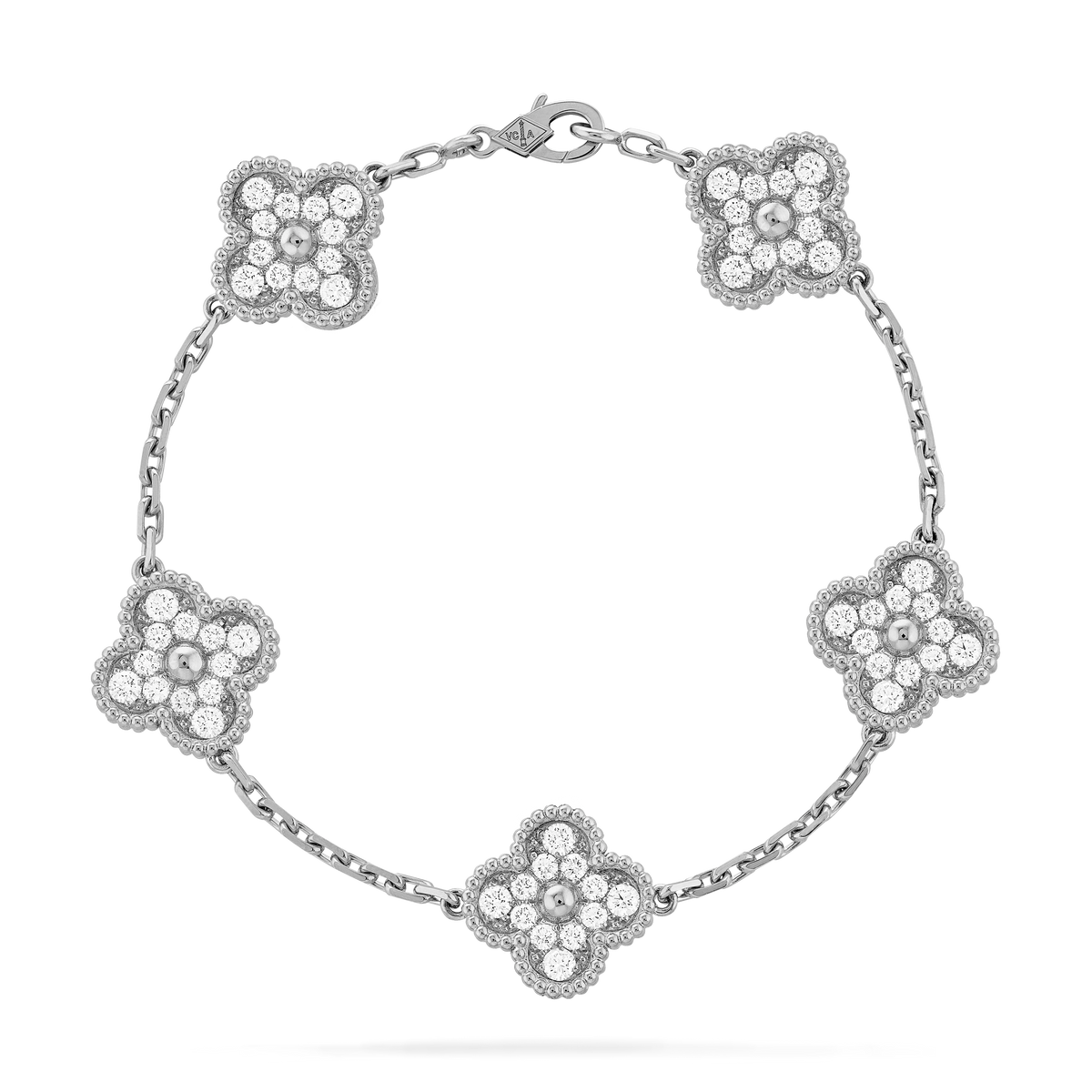 Pulsera Trébol Plata y Blanco