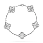 Pulsera Trébol Plata y Blanco