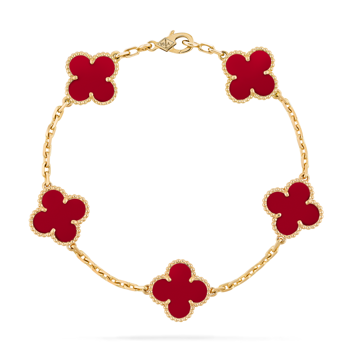 Pulsera Trébol Dorada y Rojo