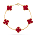 Pulsera Trébol Dorada y Rojo