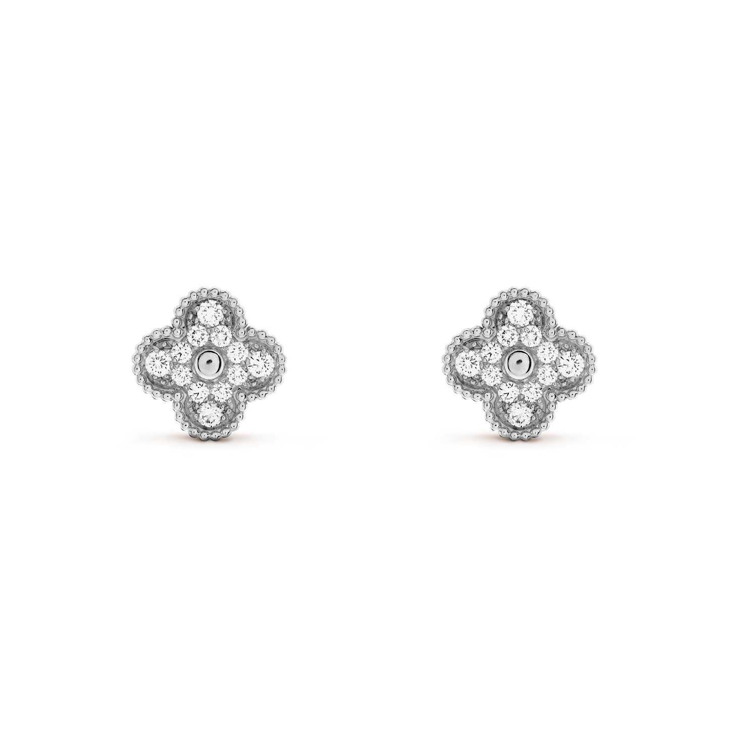 Pendientes Trébol Plata y Blanco