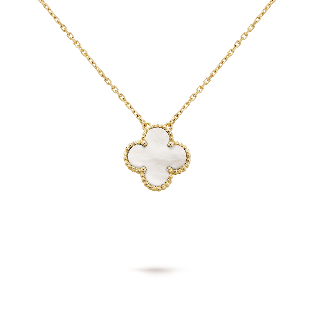 Collar Trébol Dorado y Blanco