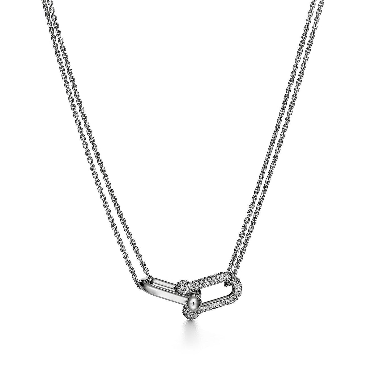 Collar Eslabon Plateado con Zirconias