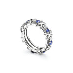Anillo Plateado Ziconia Blanca y Azul