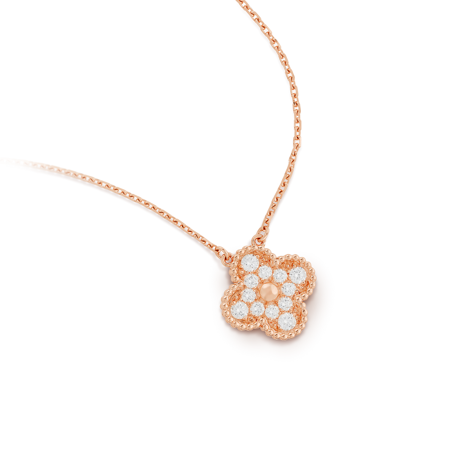Collar Trébol Rosado y Blanco