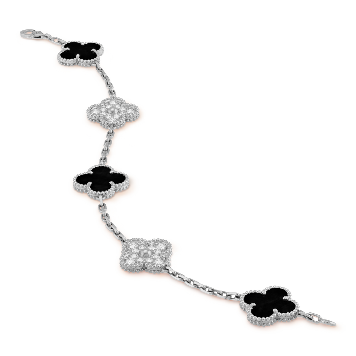 Pulsera Trébol Blanco y Negro