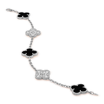 Pulsera Trébol Blanco y Negro