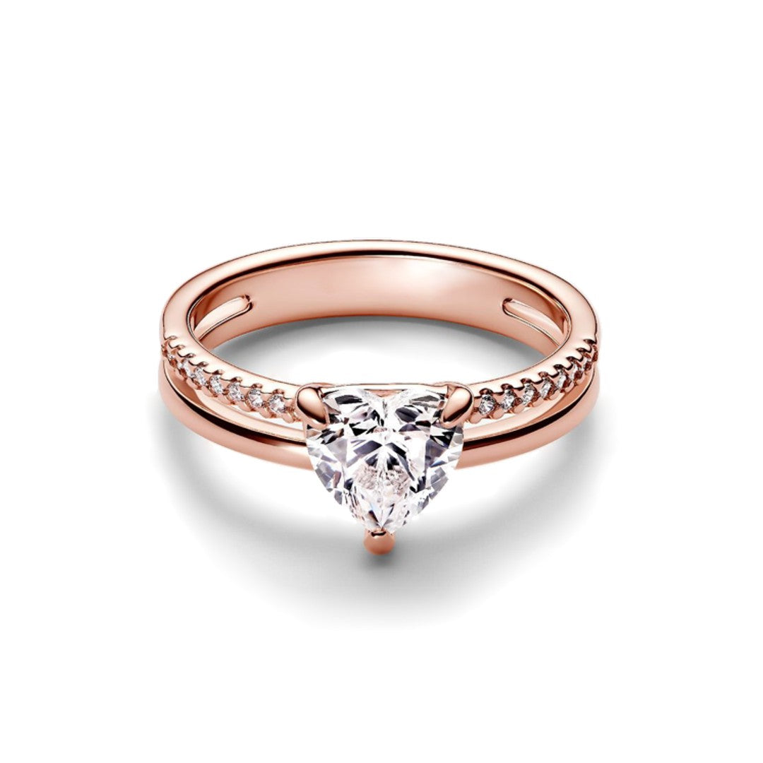 Anillo Corazón Doble Banda