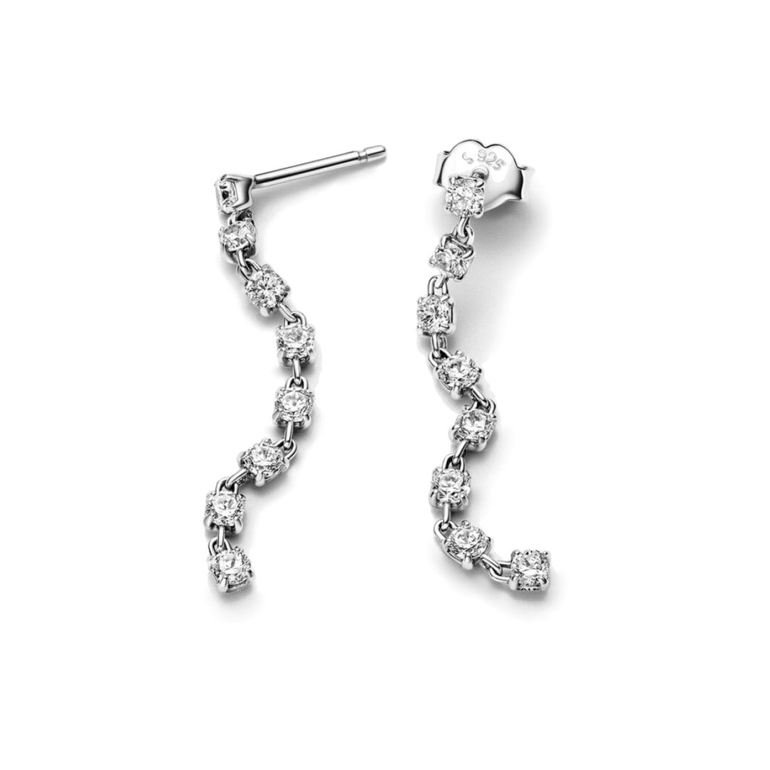 Pendientes Tira Plateada Colgante