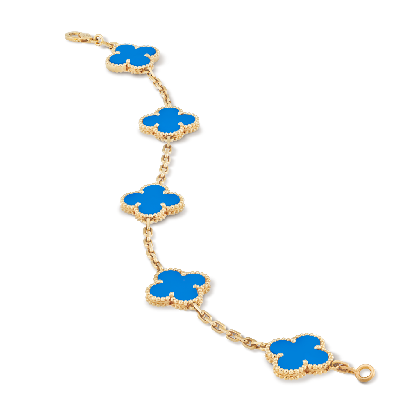 Pulsera Trébol Dorada y Azul