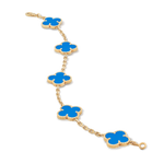 Pulsera Trébol Dorada y Azul