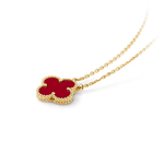 Collar Trébol Dorado y Rojo
