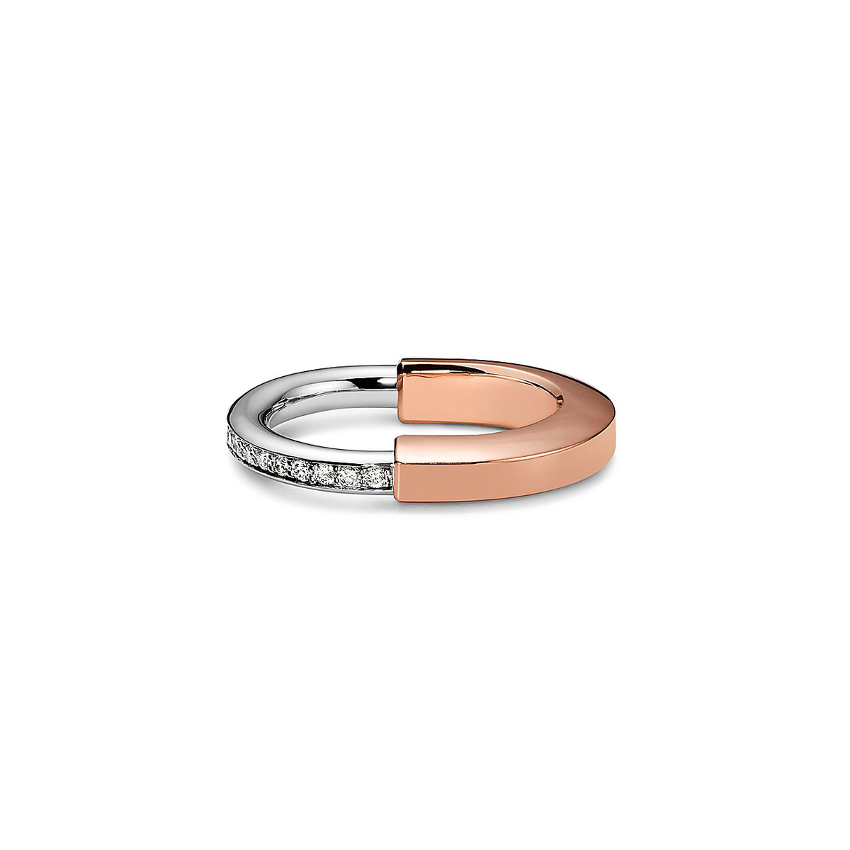 Anillo Lock Rosa Plata con Zirconias