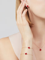 Pendientes Trébol Dorado y Rojo Pequeños