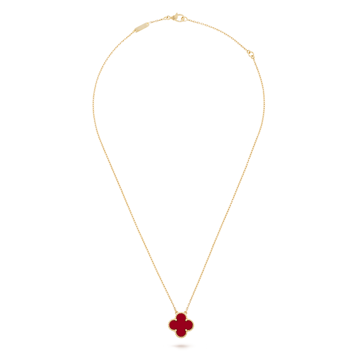 Collar Trébol Dorado y Rojo