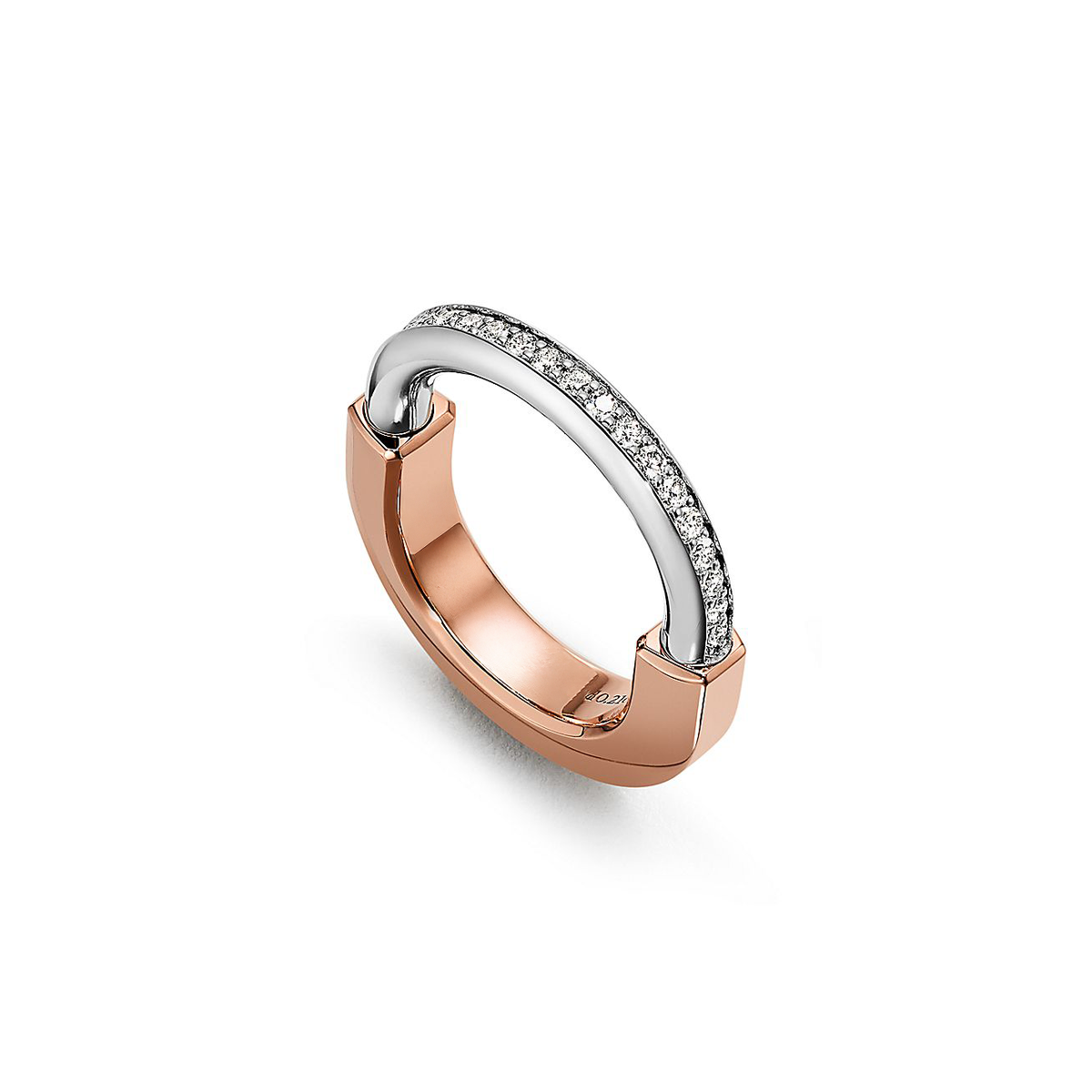 Anillo Lock Rosa Plata con Zirconias