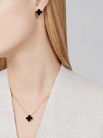 Collar Trébol Dorado y Negro