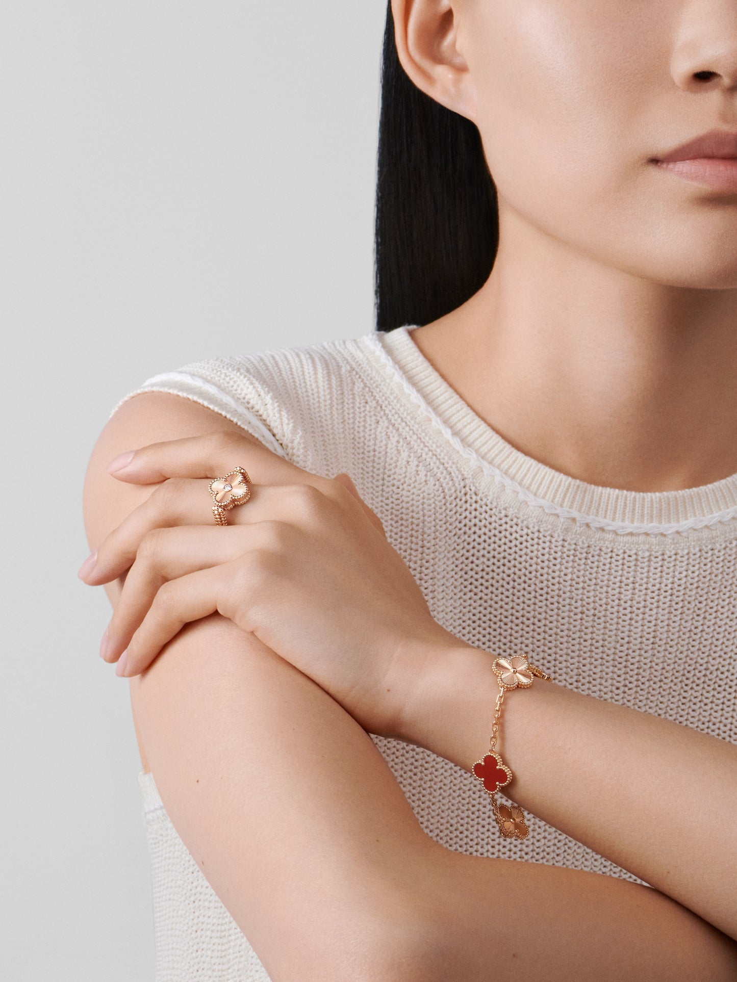 Pulsera Trébol Rosada y Rojo