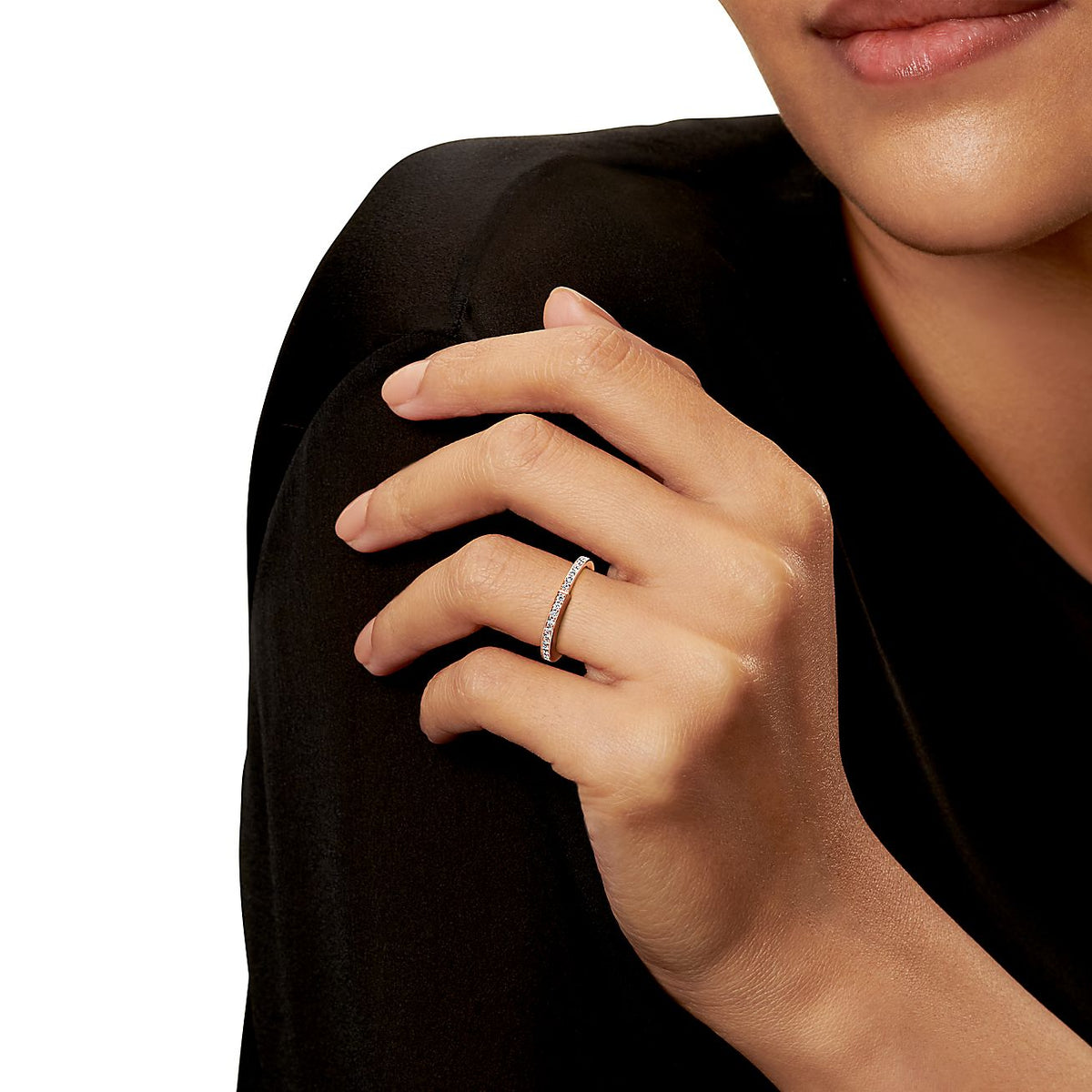 Anillo Lock Rosado Full Zirconias