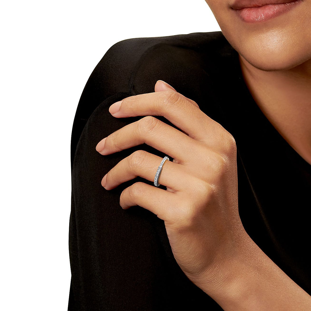 Anillo Lock Plateado Full Zirconias