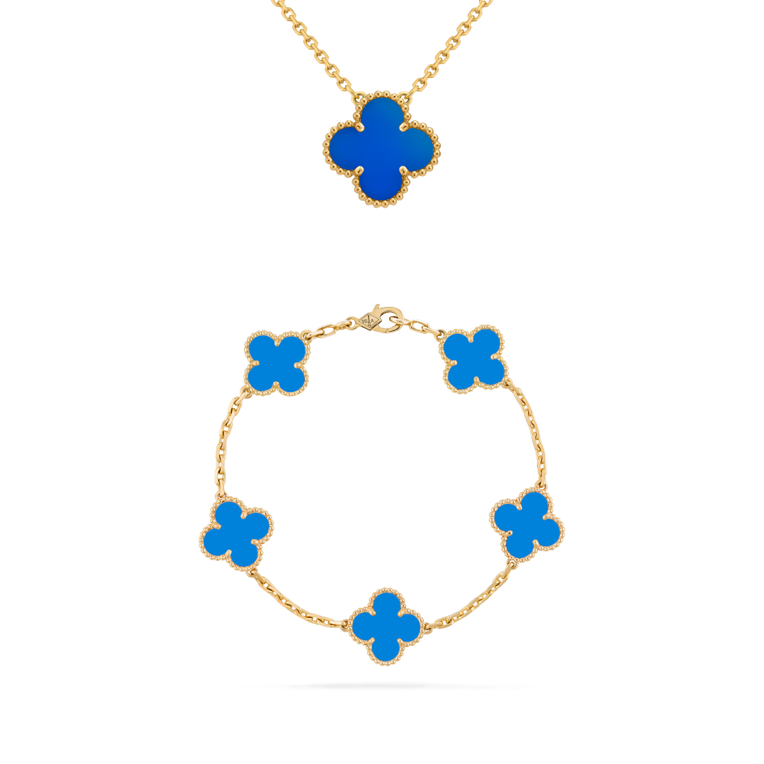 Kit 2 en 1 Trébol Azul y Dorado