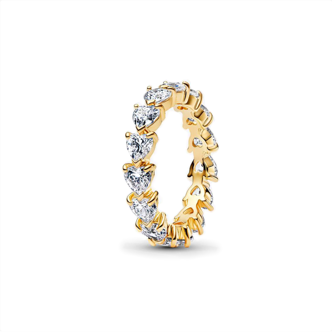 Anillo Dorado Banda de Corazones