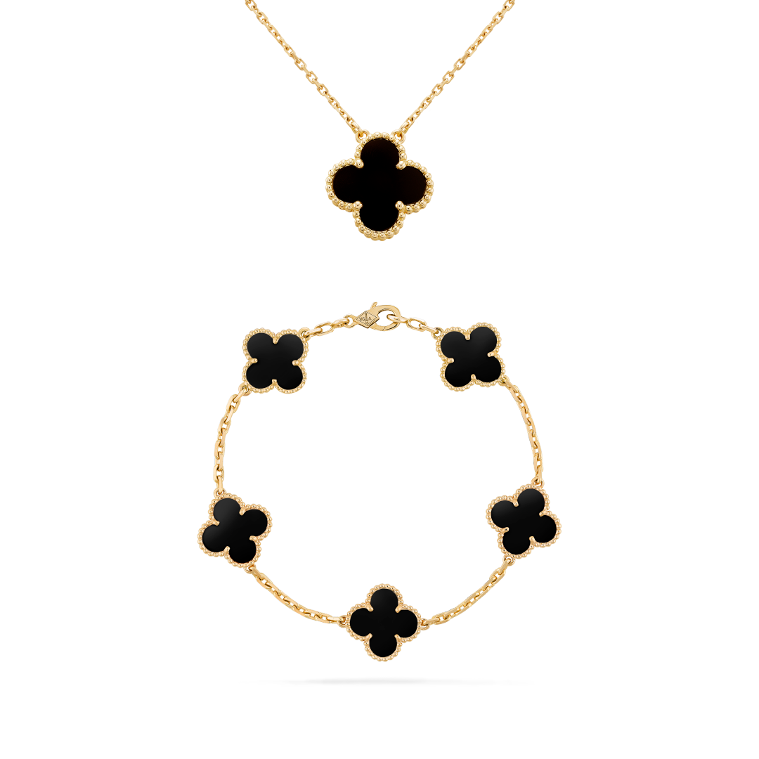 Kit 2 en 1 Trébol Negro y Dorado