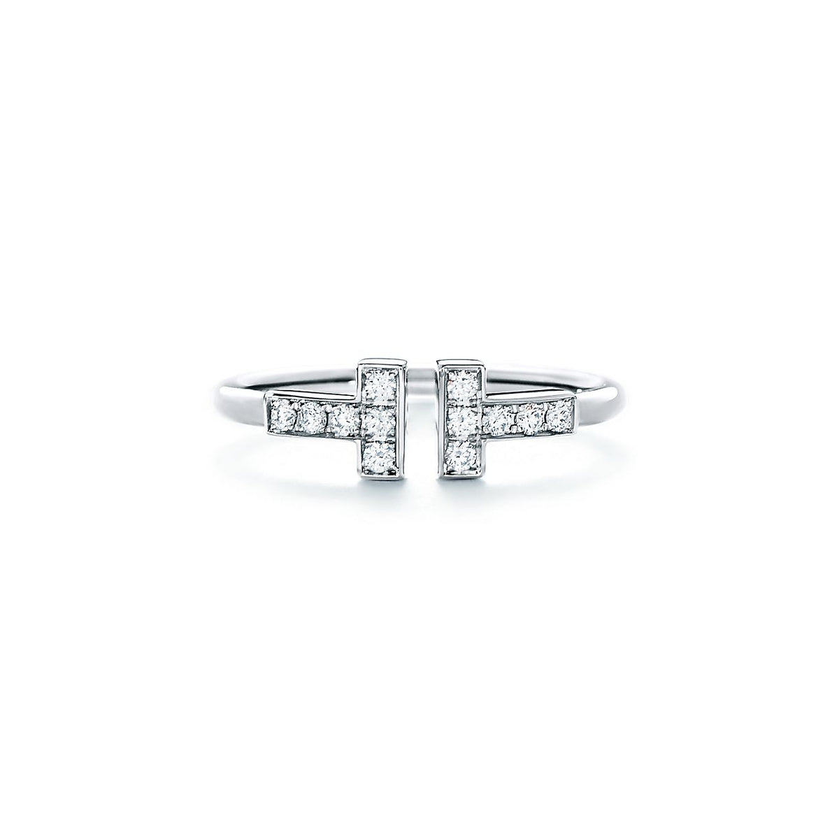 Anillo T Plateado y Zirconias