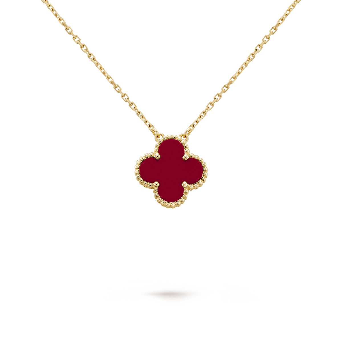 Collar Trébol Dorado y Rojo